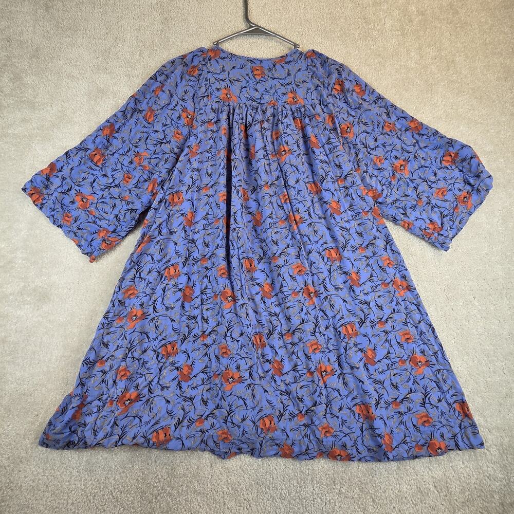 Free People Boho Mini Dress Women's Size L Blue Lined Pockets - Picture 2 of 10